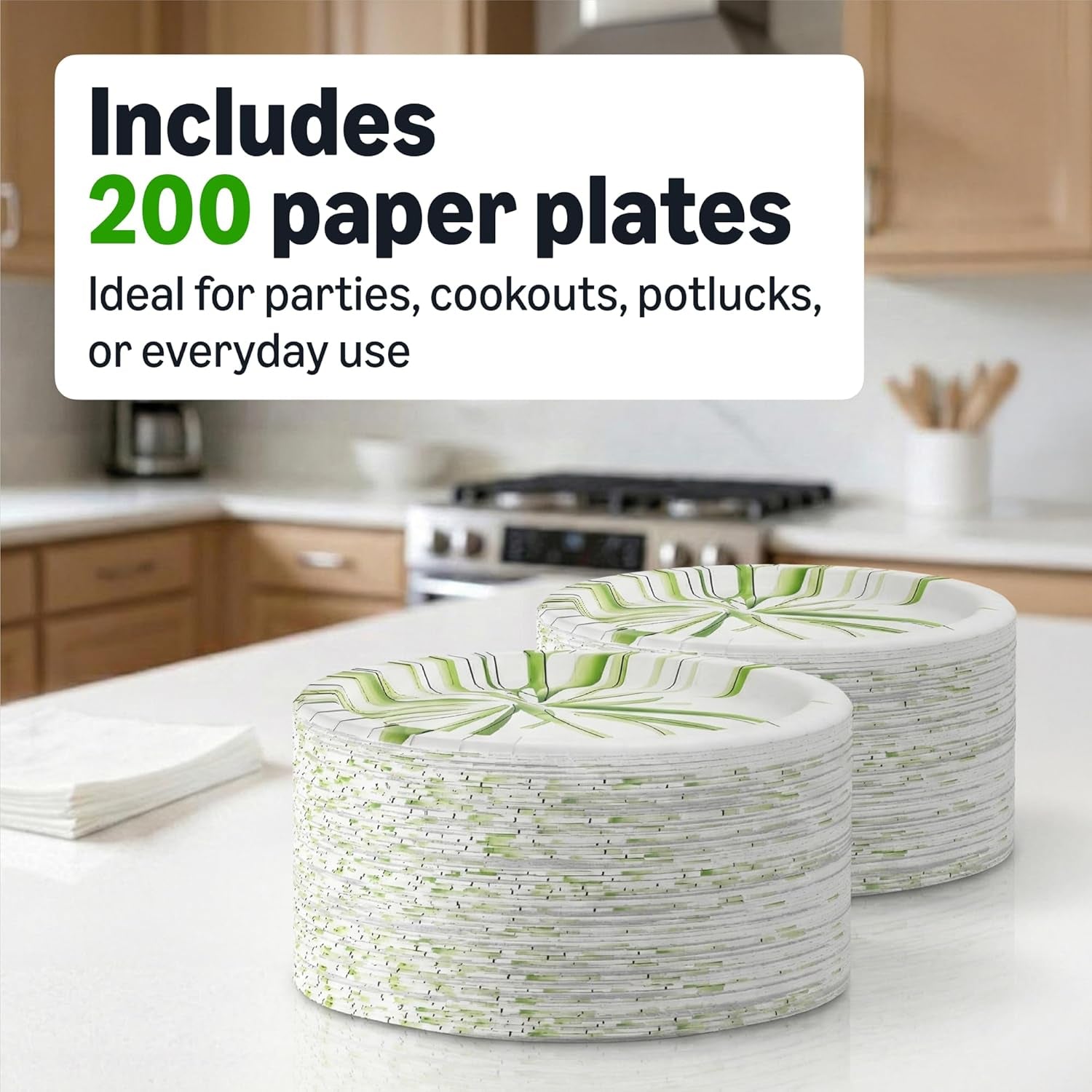 Everyday Paper Plates, 8.62 Inch, Disposable, 200 Count, Packaging May Vary