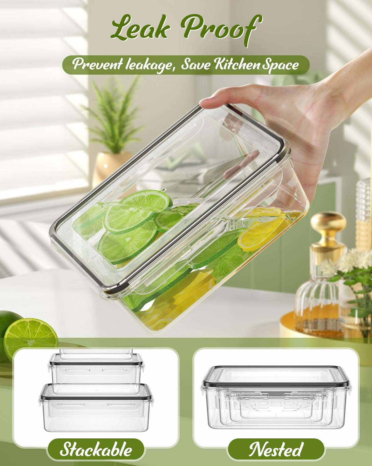 40 Piece Food Storage Containers with Lids(20 Containers & 20 Lids), Bpa-Free Plastic Food Containers for Kitchen Storage and Organization, Leak Proof Meal Prep Container, Includes Labels & Pen
