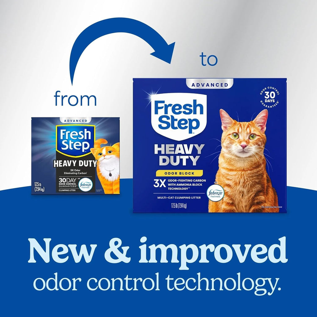 Heavy Duty Odor Block Advanced Multi Cat Clumping Litter with Febreze, 17.5 Lb (Package May Vary)