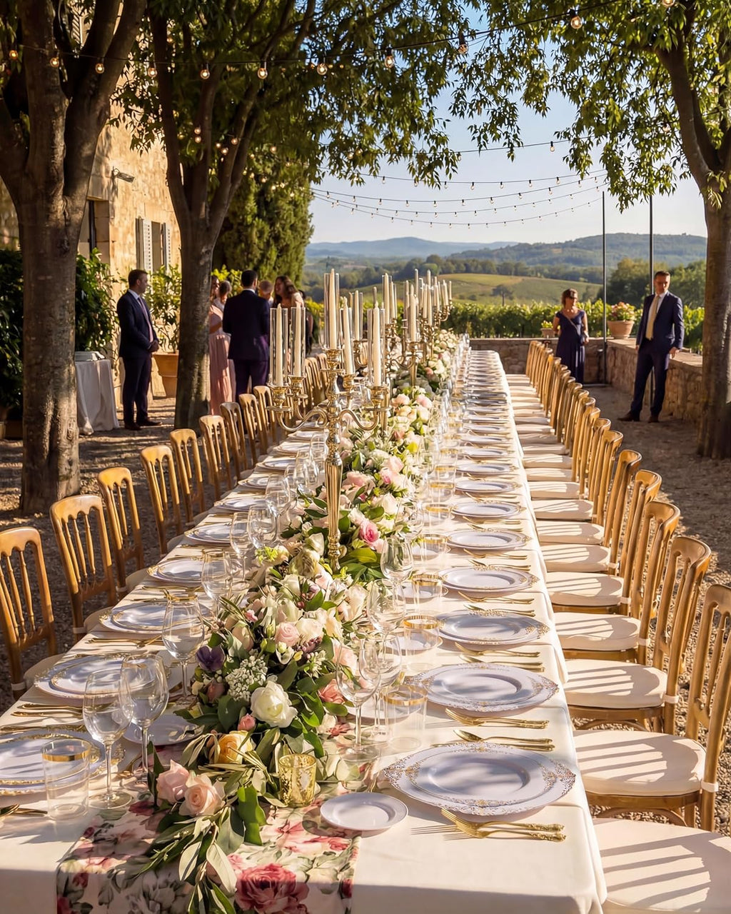 350PCS Gold Plastic Plates - Gold Plastic Dinnerware Sets for 50 Guests - 100 Disposable Plates, 150 Silverware, 50 Cups, 50 Napkins for Wedding & Party