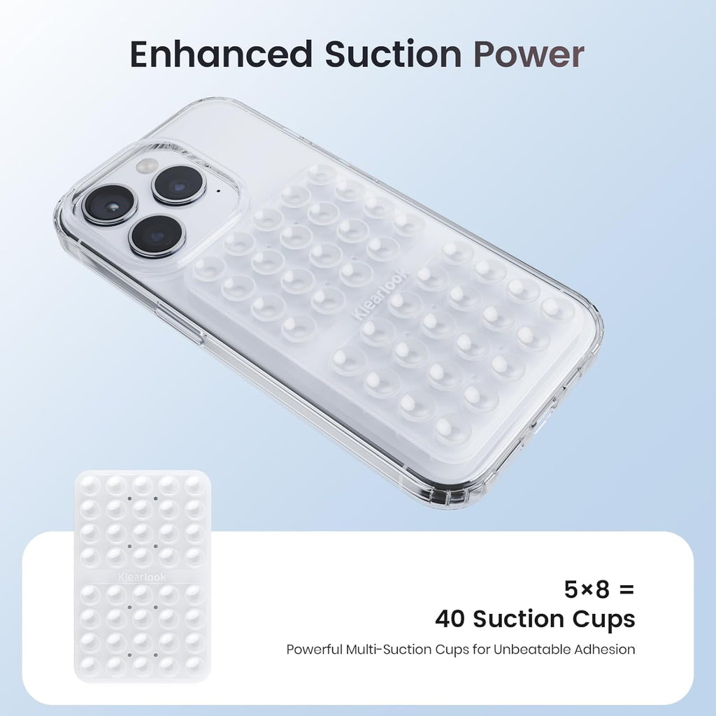 Silicone Suction Cup Phone Case Mount Double Sided, Sticky Phone Grip with Higher Suction Power for Cell Phone, Hands-Free Phone Accessories Holder for Selfies and Videos, Transparent