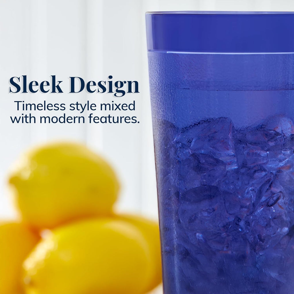 Cafe Plastic Reusable Tumblers (Set of 16) 20-Ounce Water Cups Coastal Colors | Restaurant Style Drinking Glasses Value Set, Stackable, Bpa-Free, Made in the USA | Top-Rack Dishwasher Safe