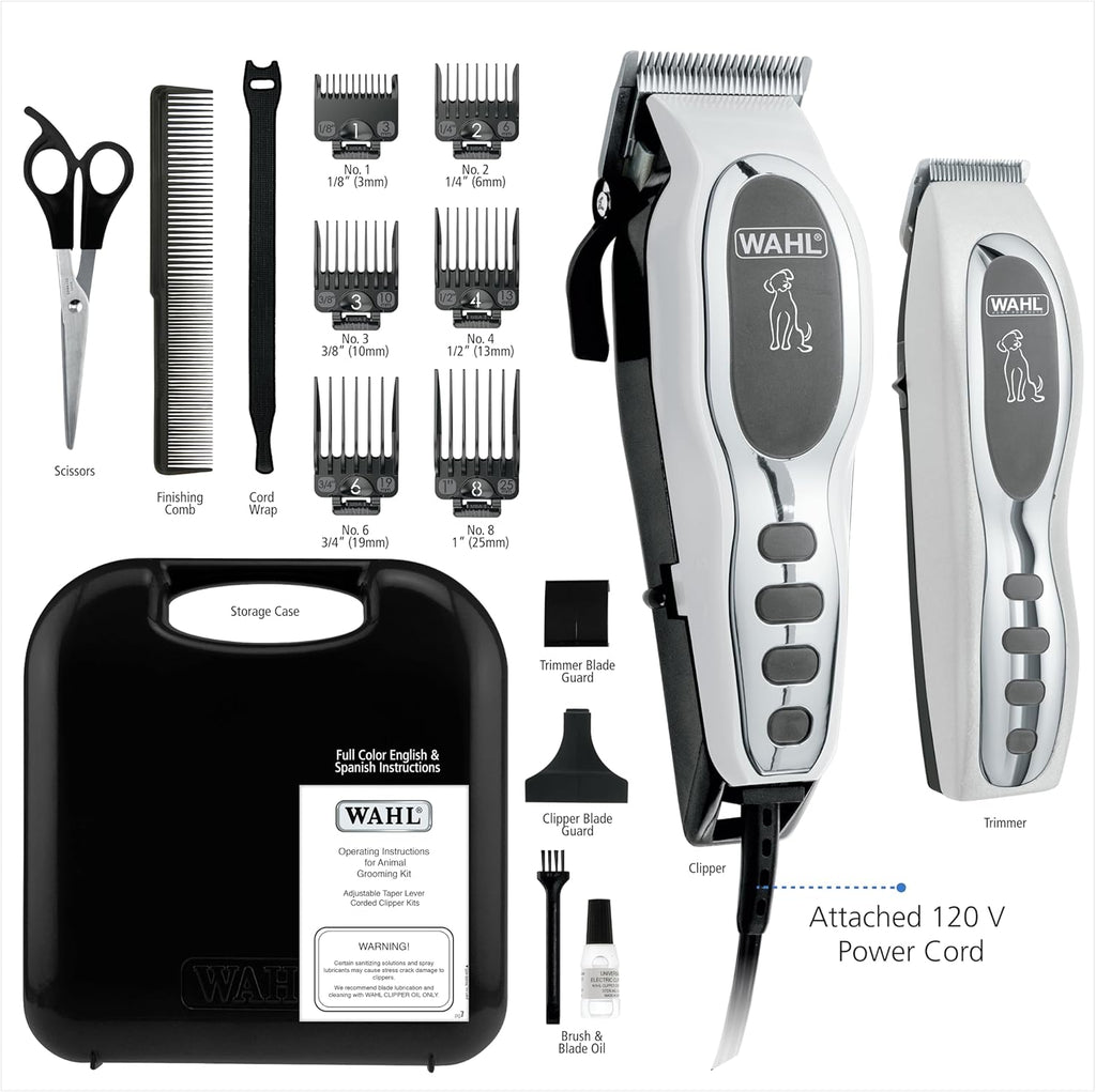 USA Pet-Pro Corded Clipper & Battery Trimmer Pet Grooming Combo Kit for Dogs with Light to Thick Coats, the Brand Used by Professionals - Model 9284