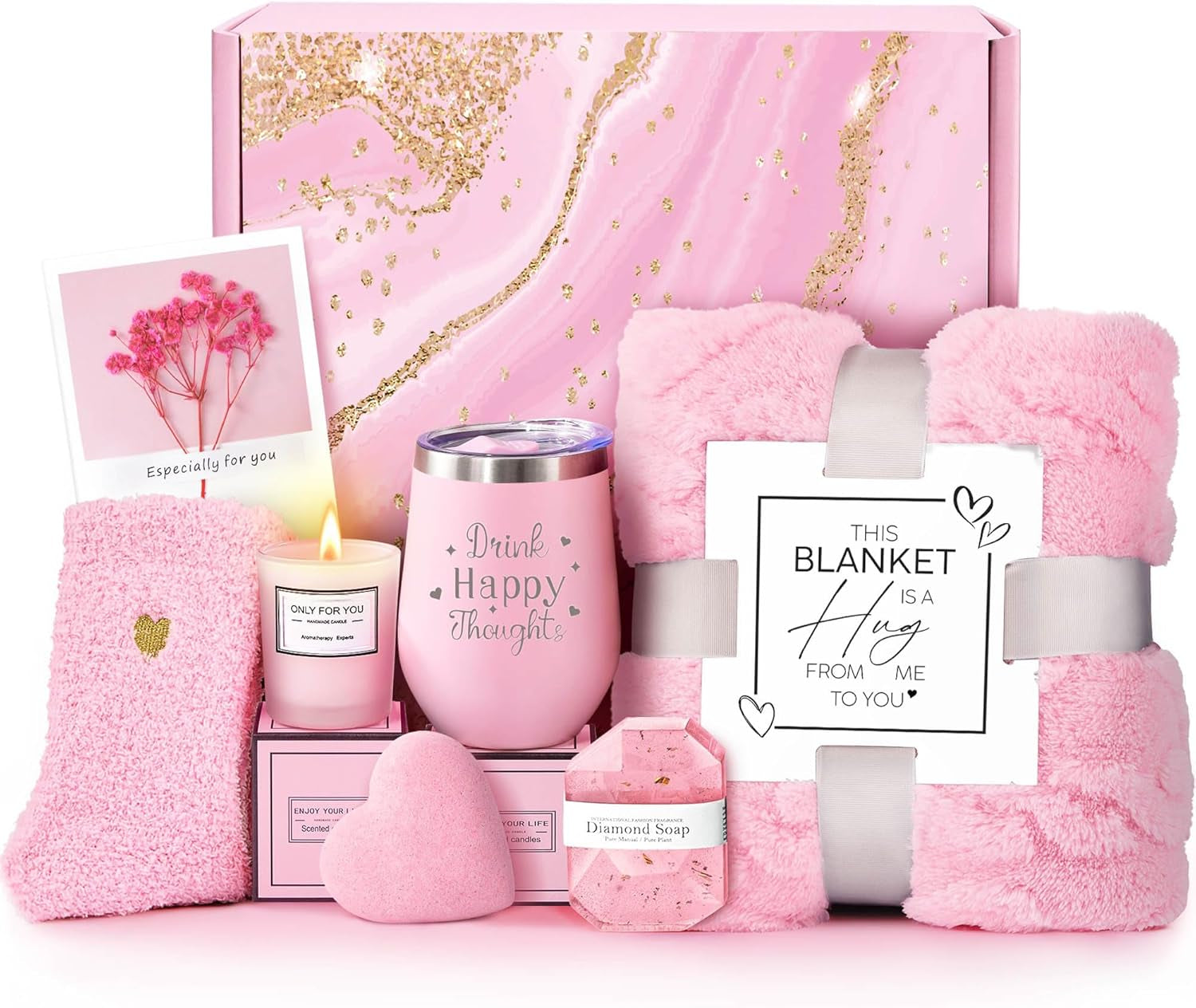 Birthday Gifts for Women Mom Best Friends Sister Her Wife Daughter Girlfriend Teacher Coworker, Mothers Day Christmas Valentines Day Self Care Get Well Soon Gift Basket, Luxury Rose Bath Spa Gift Set