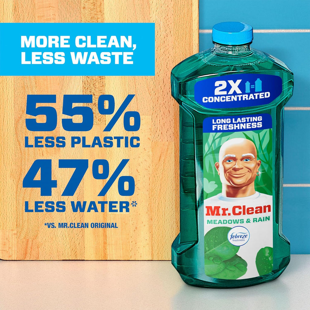 All Purpose Cleaner, Floor Cleaner for Mopping Home, Bathroom, & Kitchen, Cleaning Liquid for Mop & Bucket, Cleaning Supplies, Multi-Surface Dilutable, Meadows & Rain, 41Oz