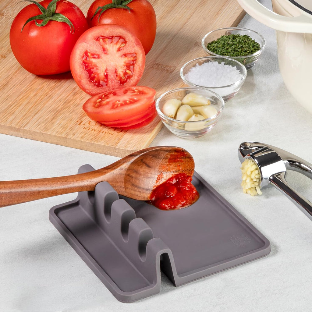 Spoon Rest for Multiple Utensils High Heat-Resistant Silicone Drip Pad, Bpa-Free Spoon Holder for Stove Top, Kitchen Gadget Holder for Ladles, Tongs, Cooking Spatula - Makes Great Gift