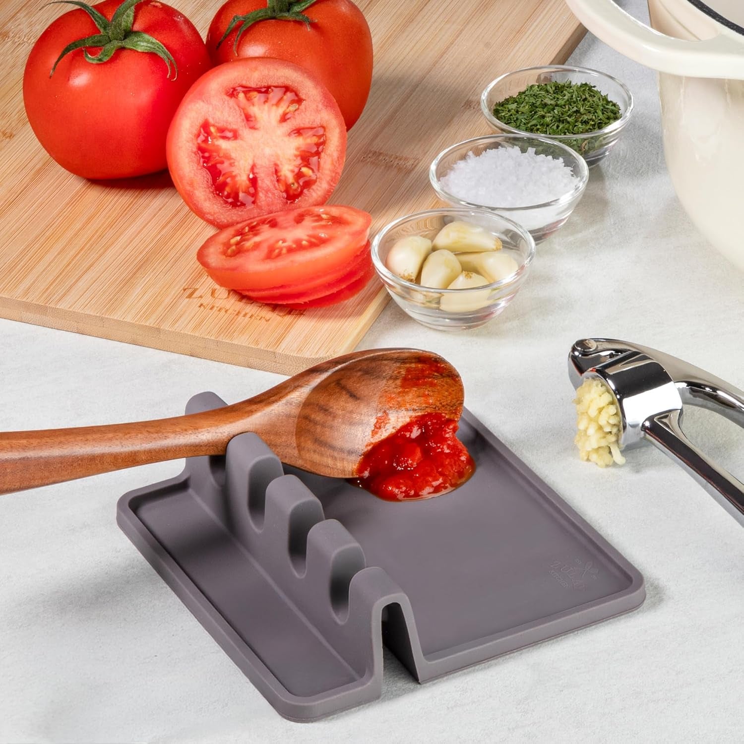 Spoon Rest for Multiple Utensils High Heat-Resistant Silicone Drip Pad, Bpa-Free Spoon Holder for Stove Top, Kitchen Gadget Holder for Ladles, Tongs, Cooking Spatula - Makes Great Gift