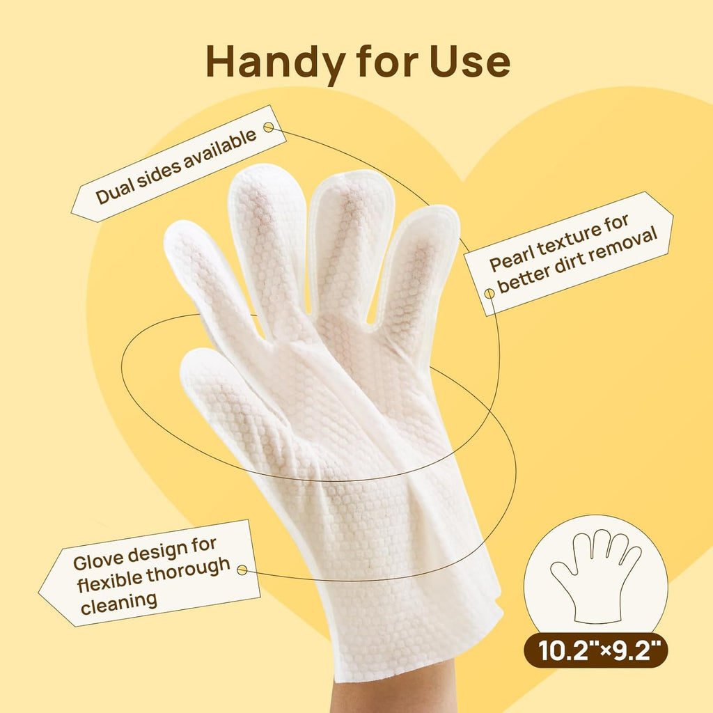 Cleaning Deodorizing Glove Wipes for Dogs & Cats, Vet Recommended Hypoallergenic Hydrating & Nourish Fur Pet Grooming Glove Wipes, Pet Bathing Wipes for Horse Coat Care, 6Pcs Coconut Scent