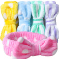 5Pcs Makeup Headband with Removable Bow, Spa Headband for Washing Face for Teen Girls Women, Gifts Basket for Teens Girls Party, Skin Care Hairband