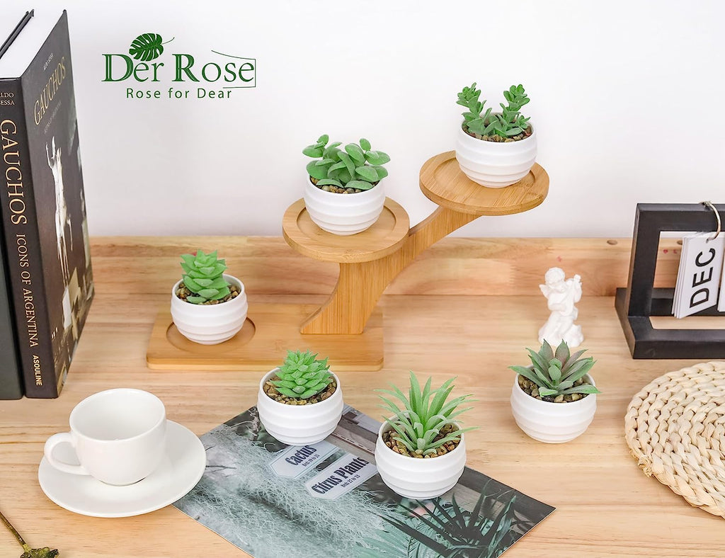 Set of 6 Succulents Plants Artificial in Pots Small Fake Plants Graduation Gifts for Bedroom Aesthetic Living Room Shelf Bathroom Decor Office Desk Accessories