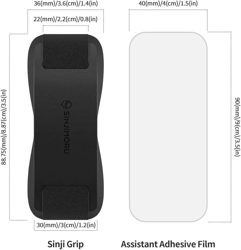 Phone Grip with Silicone Band – Comfortable One-Hand Holder & Kickstand for Smartphones, Tablets, and Ereaders for Iphone, Android, and Kindle Sinji Grip Silicone Black