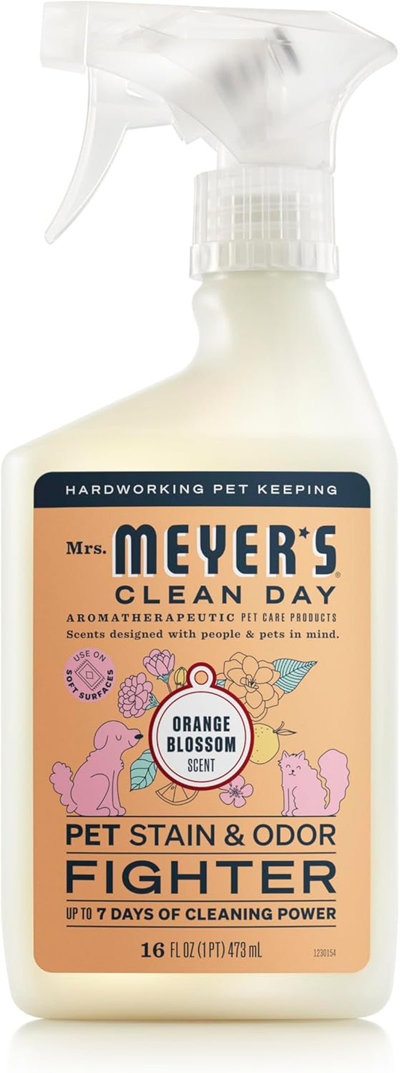 Mrs. MEYER'S CLEAN DAY Pet Stain & Odor Fighter, Orange Blossom Scent, 16Oz
