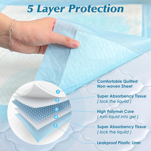 100 Count 22” X 22” Super Absorbency Disposable Underpads, Leakproof Quick Drying Disposable Pads for Baby, Puppy and Adults, Puppy Pads, Cat Pee Pads for Dogs, Potty Puppy Training Pads