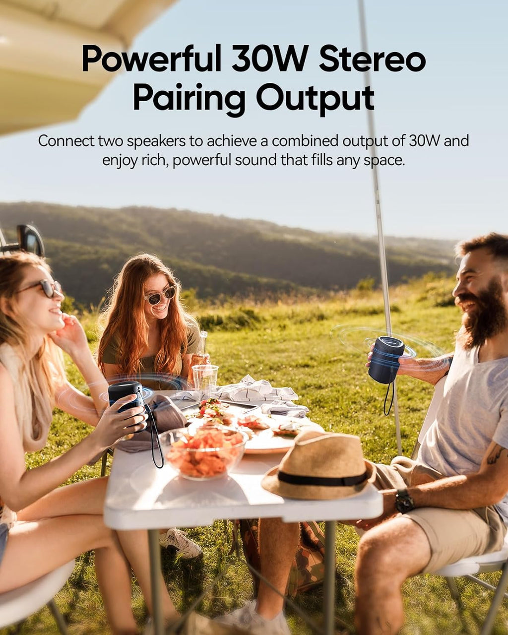 Portable Bluetooth Speaker Beach Essentials: Powerful Crystal Clear Sound/Dynamic Light/Ipx5 Waterproof/All Day Playtime/Wireless BT 5.3/TWS Paring, Mom Gifts, Outdoor|Travel|Camping|Pool Accessories