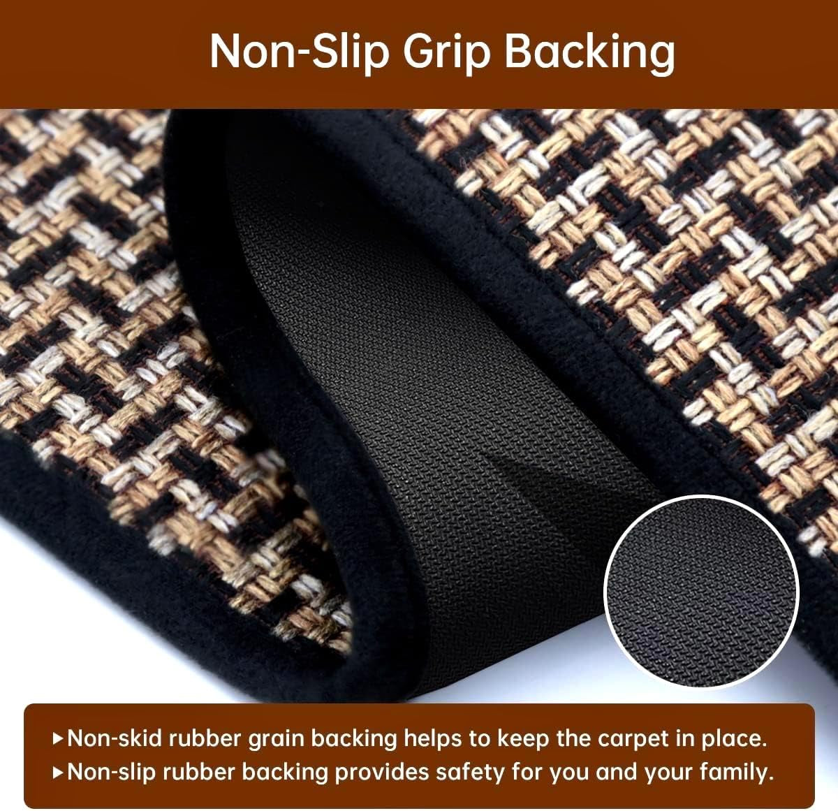 Kitchen Rugs and Mats Non Skid Washable Set of 2 PCS, Absorbent Runner Rugs for Kitchen, Front of Sink, Kitchen Mats for Floor, 17.3"X 47"+17.3"X 29" (Black)