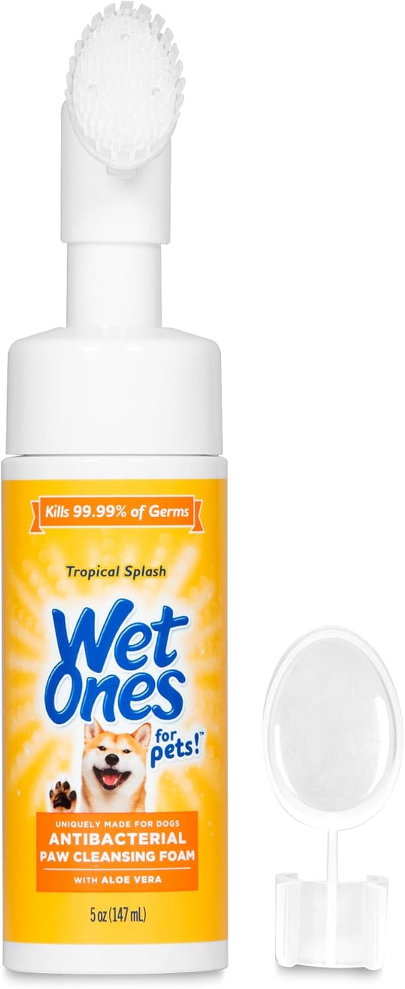 for Pets Antibacterial Dog Paw Cleaner with Built-In Scrubber Brush, Tropical Splash Scent - Foaming Cleanser for Dog Paws - Paw Washer & Grooming Care, 5 Ounce