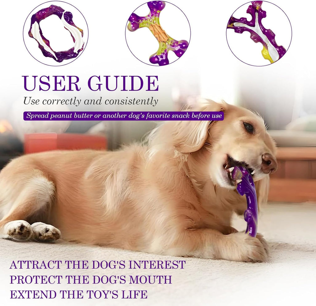 Tough Dog Toys for Aggressive Chewers 3 Pack, Indestructible Dog Toys for Large Dogs, Dog Chew Toys, Aggressive Chew Toys to Keep Them Busy, Dog Bones for 30-75Lbs Medium/Large Breeds