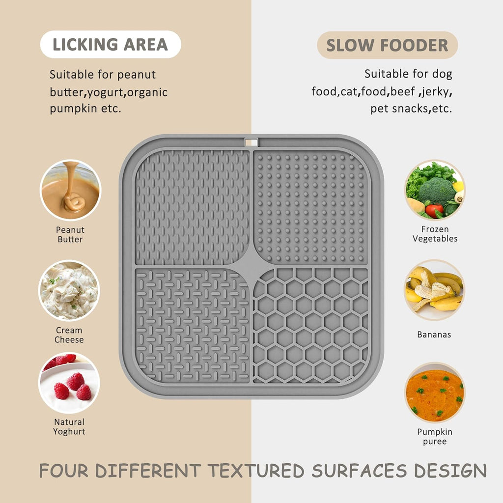 2 Pack Lick Mat for Dogs,Cats,Upgraded 8.5×8.5 Inches Licking Mats with Suction Cups,Slow Feeder Licking Pad for Anxiety Relief and Boredom Reducer,Suitable for Dog Training Set 2