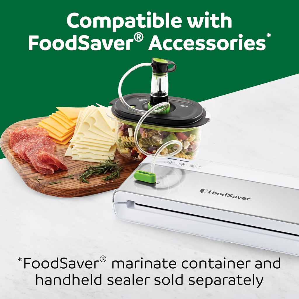 Compact Vacuum Sealer Machine with Airtight Bags and Roll - Ideal for Sous Vide and Airtight Food Storage, White