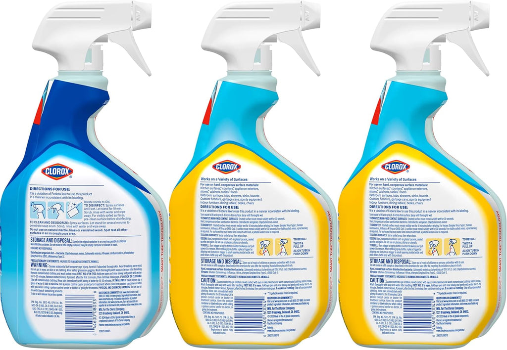 Disinfecting All-Purpose Cleaner 32 Oz and Bathroom Cleaner, Household Essentials, 30 Oz, Pack of 3