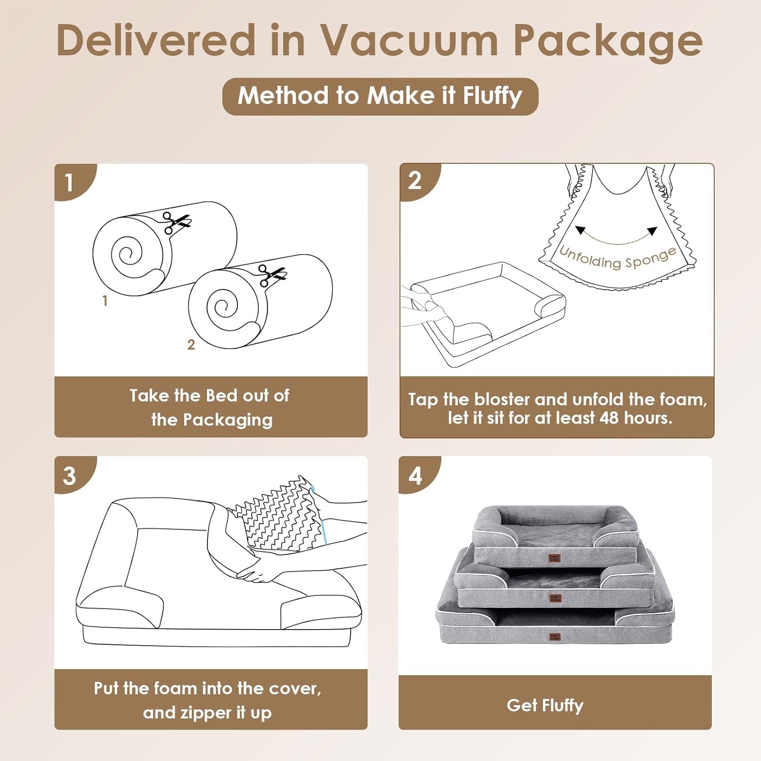 Orthopedic Dog Bed for Medium Dogs, Waterproof Memory Foam Medium Pet Beds with Sides, Non-Slip Bottom and Egg-Crate Foam Dog Couch Bed with Washable Removable Cover, Grey