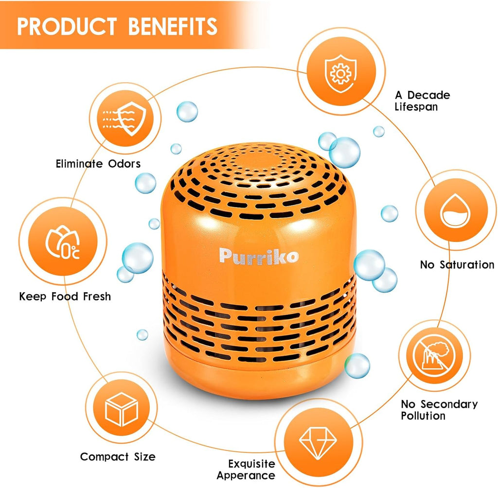 Refrigerator Deodorizer,Lasts up to 10 Years,Refrigerator Odor Eliminator,Fridge Deodorizer,More Effective than Baking Soda Bamboo Air Purifying Bags,Orange