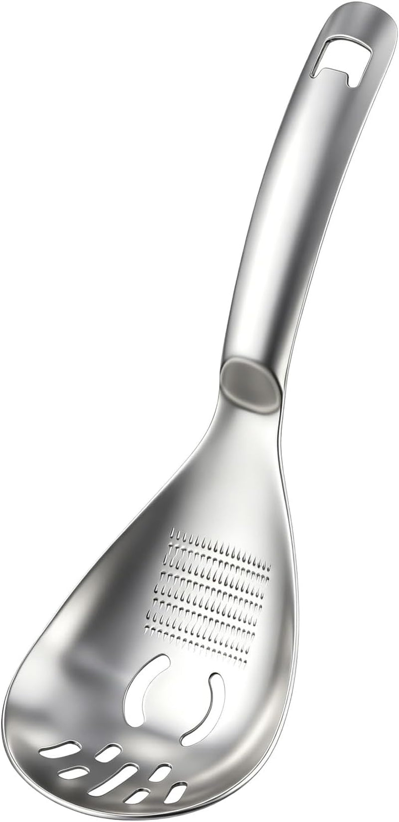 Multifunctional 5-In-1 Cooking Spoon, 18/8 304 Stainless Steel Kitchen Tool for Potato Masher, Egg Separator, Bottle Opener and Mixing Stirrer