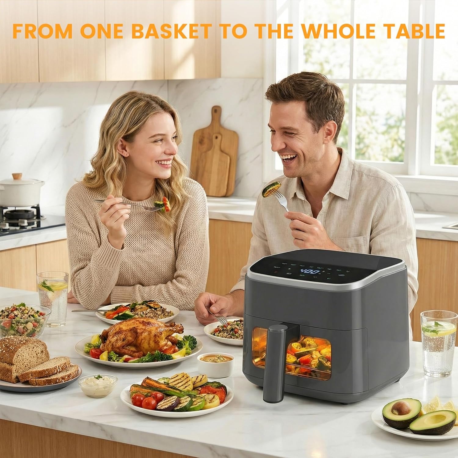 Air Fryer 4 Quart with Window, 1500W Digital Airfryer with 8 Presets, 60-Min Timer, Max 400°F, Auto Shut off & Nonstick Dishwasher Safe Basket, Shake Reminder for Small Kitchen