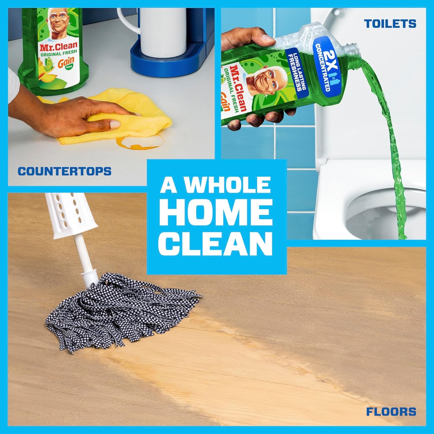 All Purpose Cleaner, Floor Cleaner for Mopping Home, Bathroom, & Kitchen, Cleaning Liquid for Mop & Bucket, Cleaning Supplies, Multi-Surface Dilutable, Gain, 41Oz