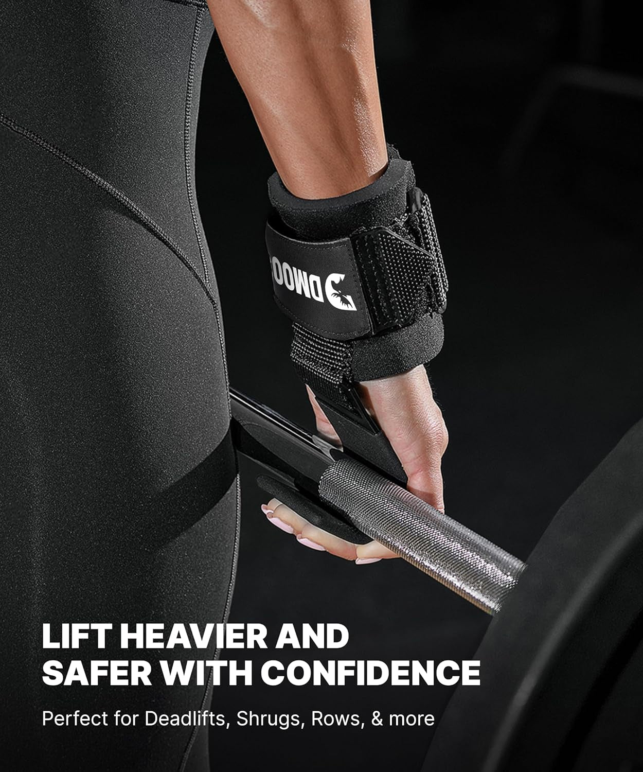 Weight Lifting Hooks (Pair) for Deadlifts, Pull Ups, Rows & Shrugs - Anti-Rip Nylon Strap Hand Grips with Thick Wrist Padding - Heavy Duty Wrist Straps for Weightlifting & Gym Workouts