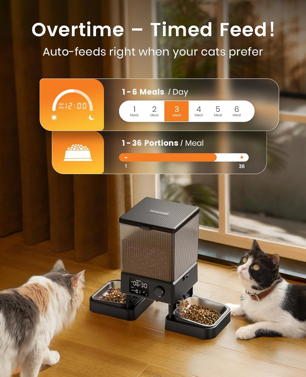 Automatic Cat Feeder for 2 Cats, 20 Cups/5L Automatic Cat Food Dispenser for Small Pets Indoor, Timed Cat Feeder for Dry Food