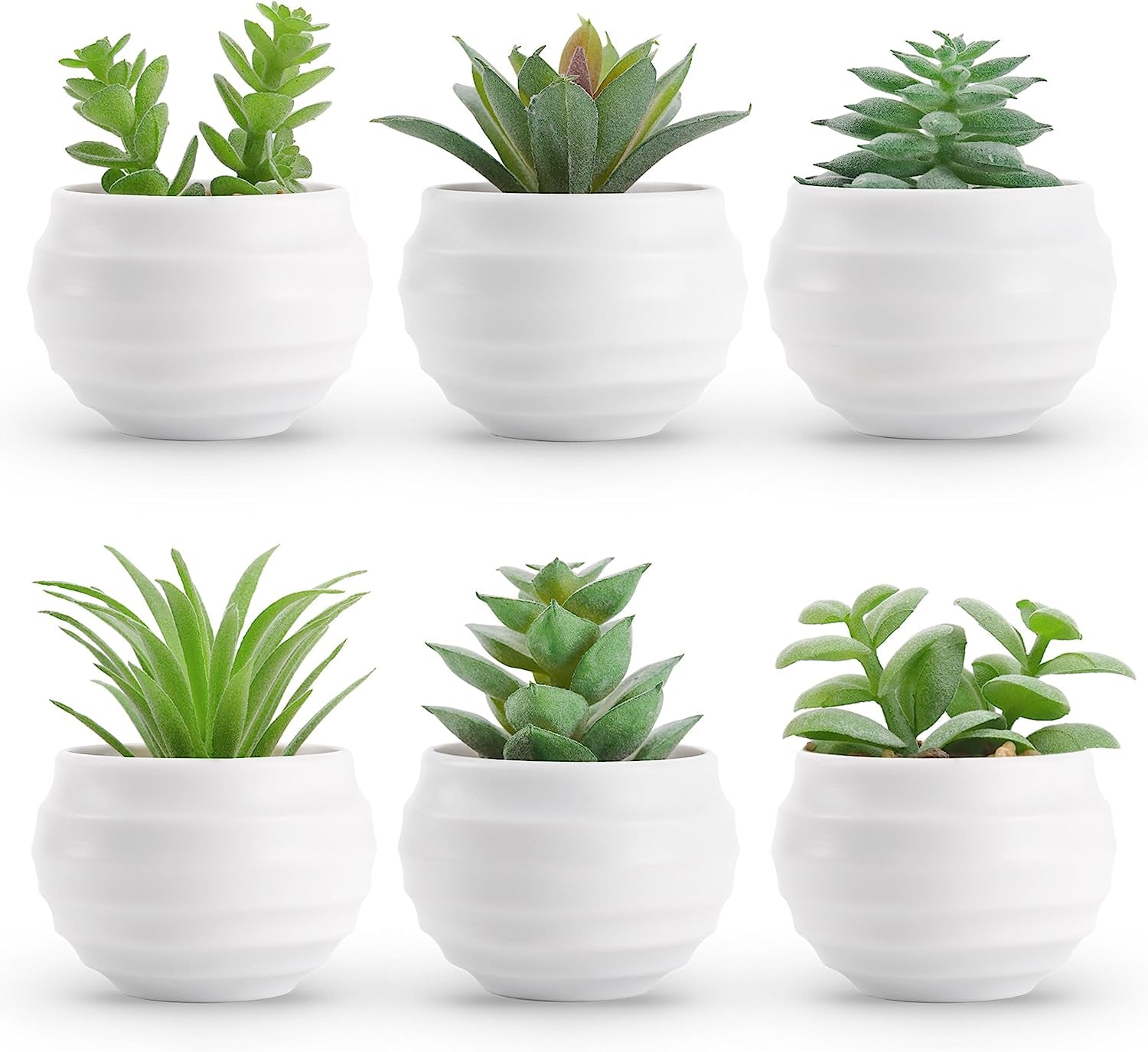 Set of 6 Succulents Plants Artificial in Pots Small Fake Plants Graduation Gifts for Bedroom Aesthetic Living Room Shelf Bathroom Decor Office Desk Accessories