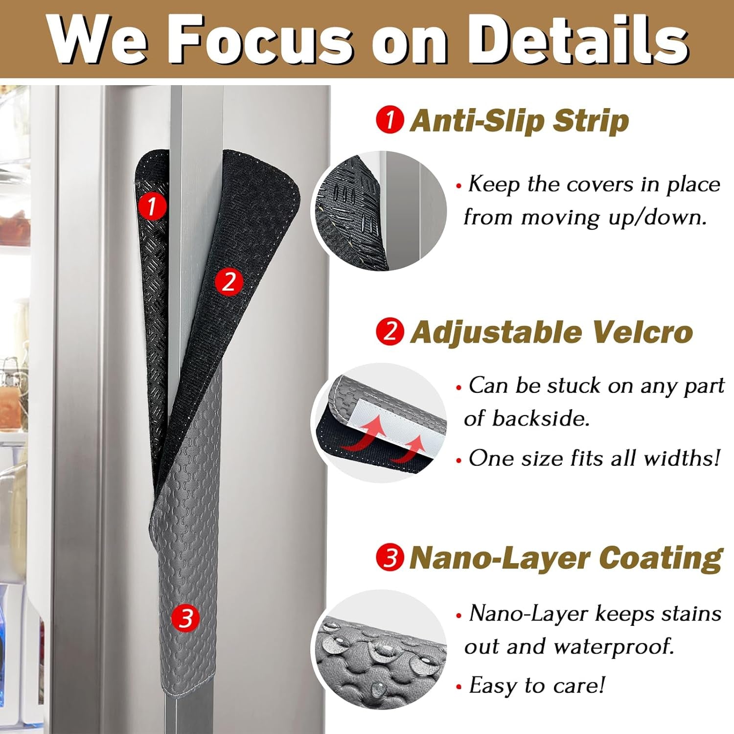 Refrigerator Door Handle Covers, 5 PCS, Performance Appliance Handle Covers, Non-Slip Fridge Door Handle Covers, Keep Your Kitchen Clean, Microwave Oven Dishwasher Door Handle Protectors(Dark Gray)