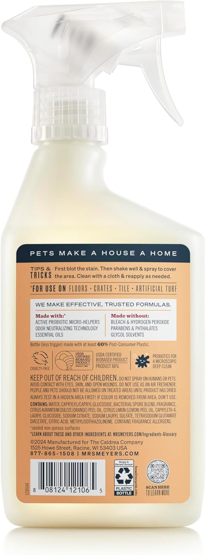 Mrs. MEYER'S CLEAN DAY Pet Multi-Surface Cleaner, Orange Blossom Scent, 16Oz