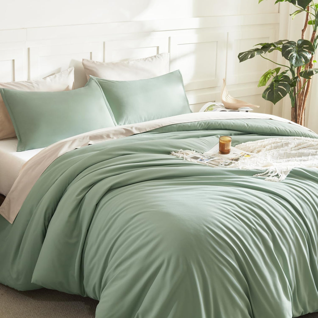 Queen Comforter Set Sage Green, 3 Pieces Lightweight Comforters Queen Size Solid Bedding Comforters Sets, down Alternative Comforter Bed Set Quilt Blanket