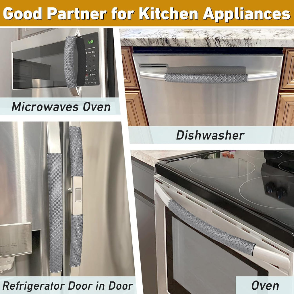 Refrigerator Door Handle Covers, 5 PCS, Performance Appliance Handle Covers, Non-Slip Fridge Door Handle Covers, Keep Your Kitchen Clean, Microwave Oven Dishwasher Door Handle Protectors(Dark Gray)