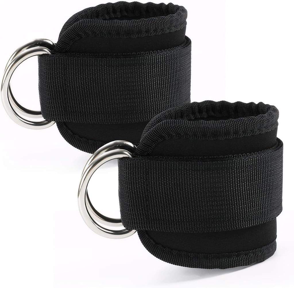 2 PCS Weightlifting Straps with D Ring,Adjustable Wrist Cuffs Gym,Padded Wrist Cuffs,For Cable Machines Strength Training Equipment,Black