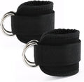 2 PCS Weightlifting Straps with D Ring,Adjustable Wrist Cuffs Gym,Padded Wrist Cuffs,For Cable Machines Strength Training Equipment,Black