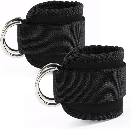 2 PCS Weightlifting Straps with D Ring,Adjustable Wrist Cuffs Gym,Padded Wrist Cuffs,For Cable Machines Strength Training Equipment,Black