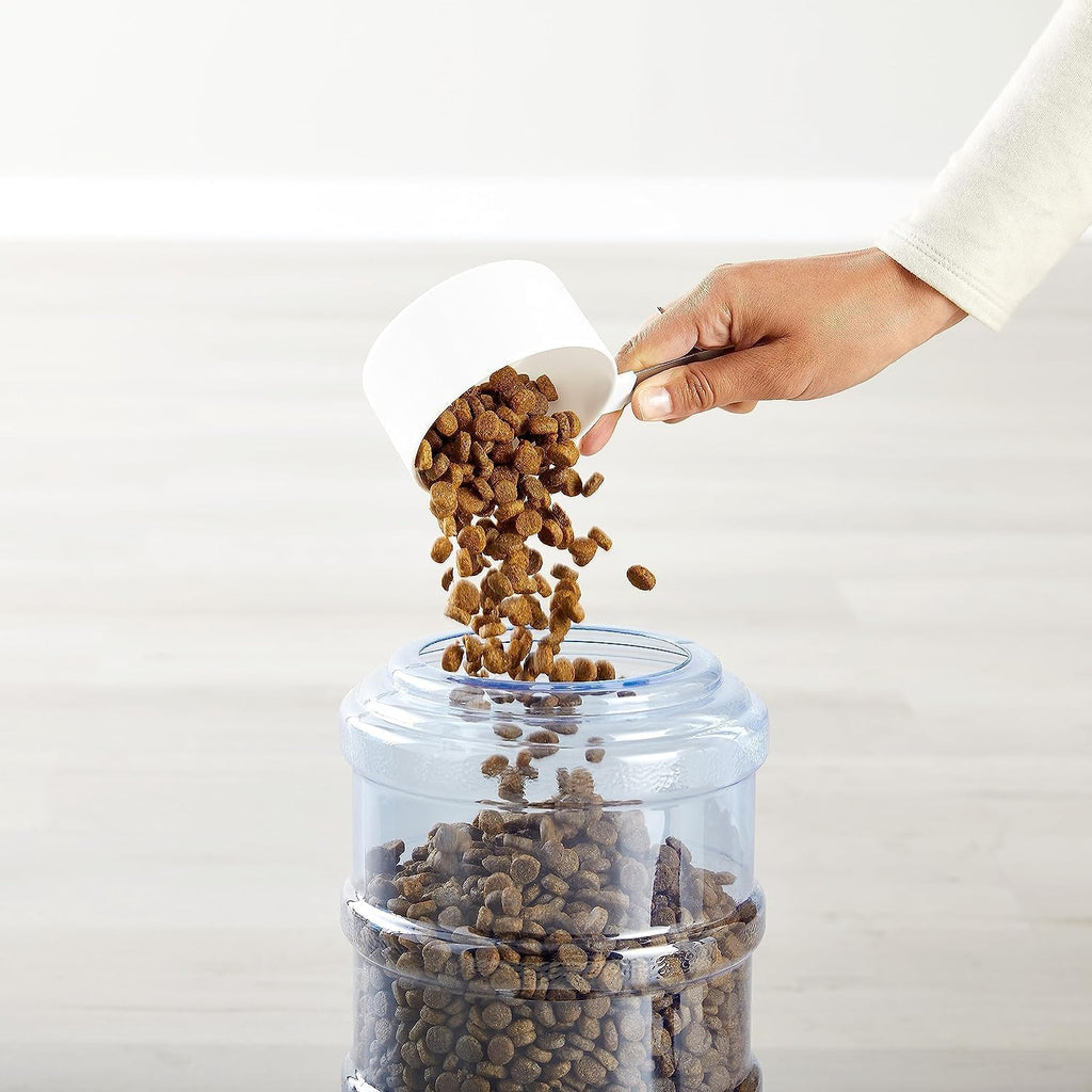 Gravity Pet Food Feeder for Dogs and Cats, Easy to Clean, Easy to Fill, Removable Lid, 6-Pound Capacity, Small, Gray