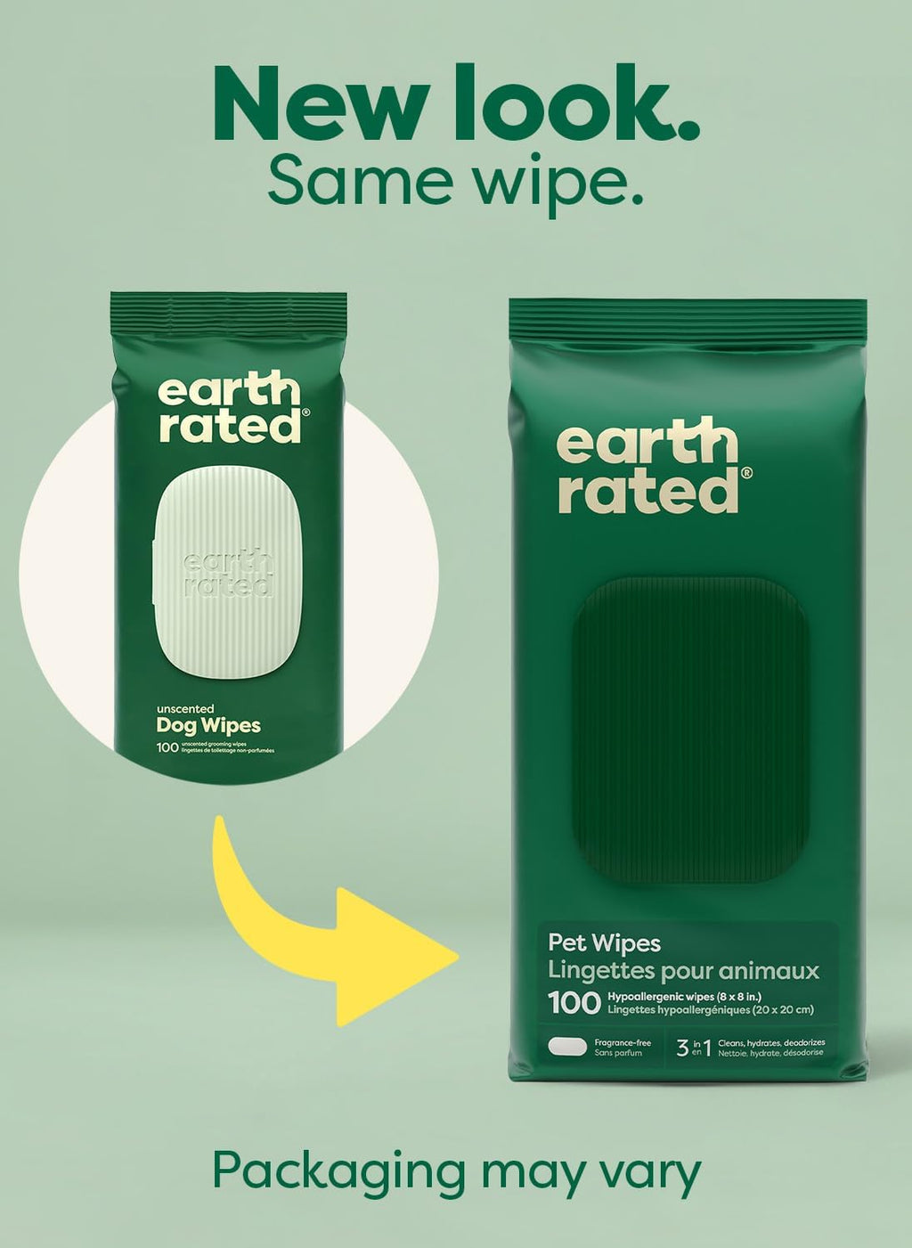 Pet Wipes for Dogs and Cats, Hypoallergenic, 3-In-1 Cleaning, Deodorizing and Hydrating, for Grooming Paws, Body and Butt, Unscented, 100 Count