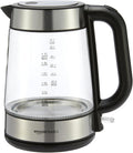 Electric Kettle with Glass Carafe for Tea and Coffee, Bpa-Free, Fast Boiling, Auto Shut-Off, Boil-Dry Protection, Water Level Indicator, 1.7 Liter, 1500W, Black and Silver