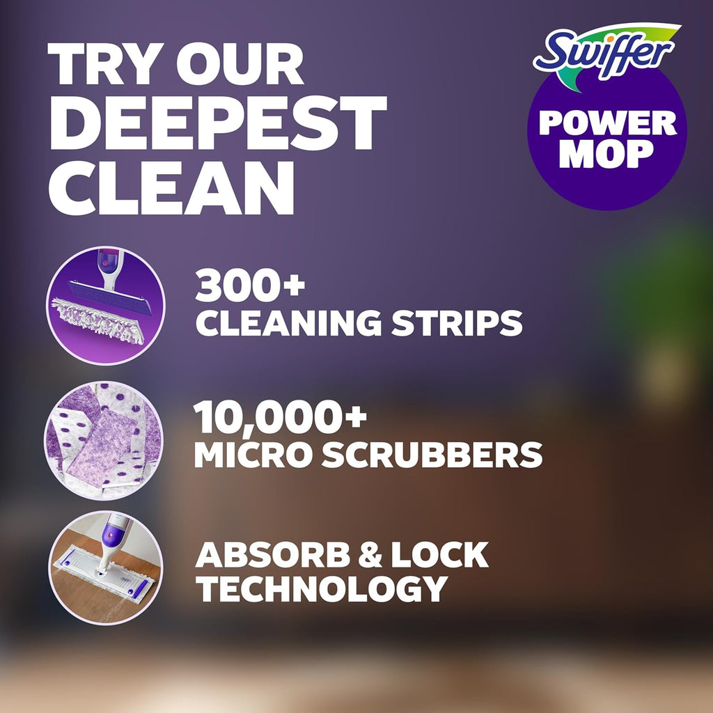 Powermop Multi-Surface Mop Kit for Floor Cleaning, Fresh Scent, Mopping Kit Includes Powermop, 2 Mopping Pad Refills, 1 Floor Cleaning Solution with Fresh Scent and 2 Batteries