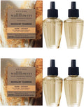 Wallflowers Refills, Mahogany Teakwood Scent, Plug-In Air Freshener Refills for Bedrooms, Bathrooms & Living Spaces, 4 Pack