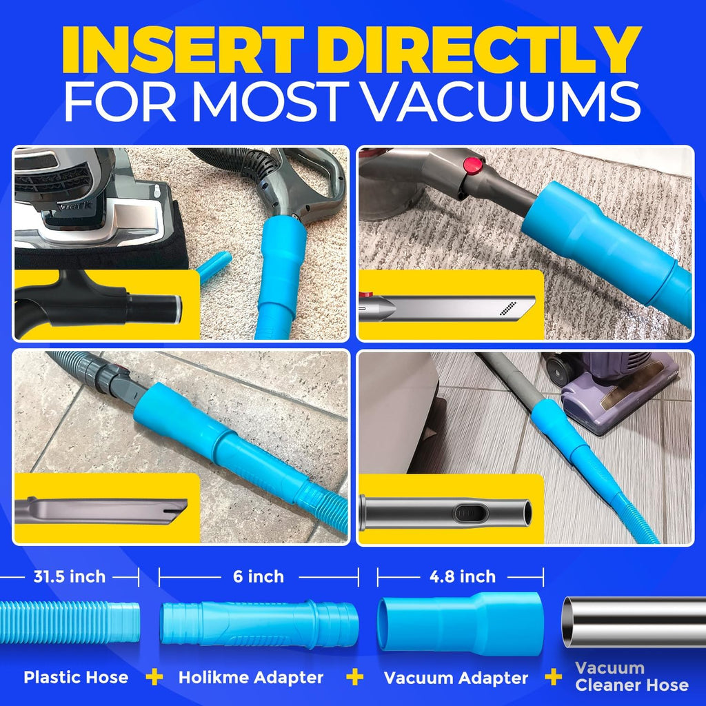 2 Pieces Dryer Vent Cleaner Kit, Dryer Lint Vacuum Attachment and Flexible Dryer Lint Brush, Dryer Vent Vacuum Hose Attachment,Blue