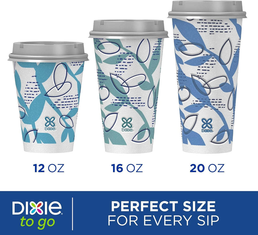 Paper Coffee Cups with Lids, 12 Oz, 156 Count (6 Packs of 26 Cups), Disposable Insulated Paper Cups for On-The-Go Hot or Cold Beverages