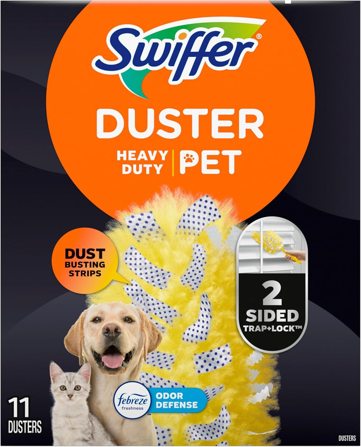 Pet Heavy Duty Dusters Refills, Multisurface 360 Dusters with Febreze Odor Defense, 11 Count