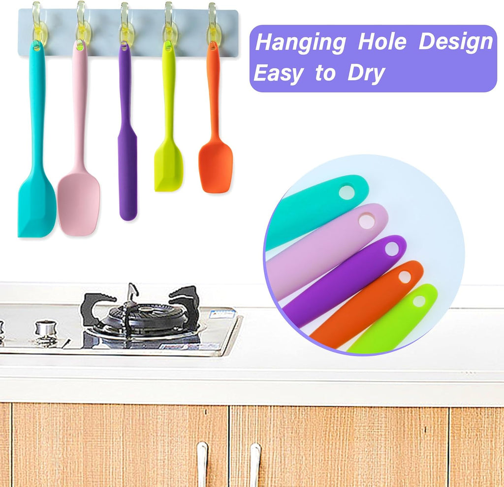Silicone Spatula Set, 5 Piece Food Grade Rubber Spatulas for Baking, Cooking, and Mixing High Heat Resistant Non Stick Dishwasher Safe Bpa-Free (Multicolor)