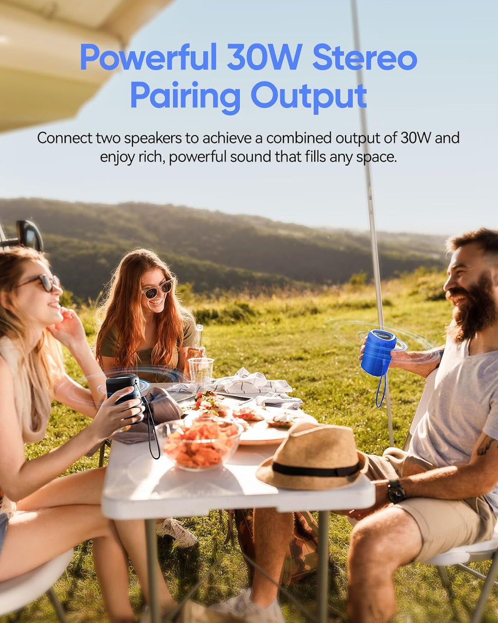 Portable Bluetooth Speaker Beach Essentials: Powerful Crystal Clear Sound/Dynamic Light/Ipx5 Waterproof/All Day Playtime/Wireless BT 5.3/TWS Paring, Mom Gifts, Outdoor|Travel|Camping|Pool Accessories