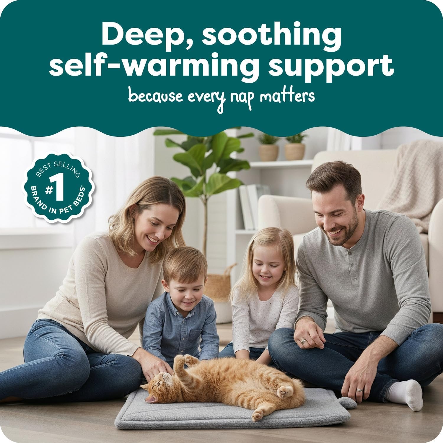 Thermanap Self Warming Cat Mat, Dog Bed for Crates with Self-Warming Technology for Cozy Rest, Fully Machine Washable, Small, Plush Faux Fur, Gray